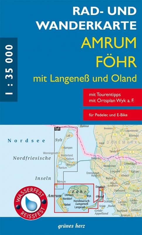 Vorderes Coverbild Rad- und Wanderkarte Amrum, Föhr mit Langeneß und Oland 1:30 000