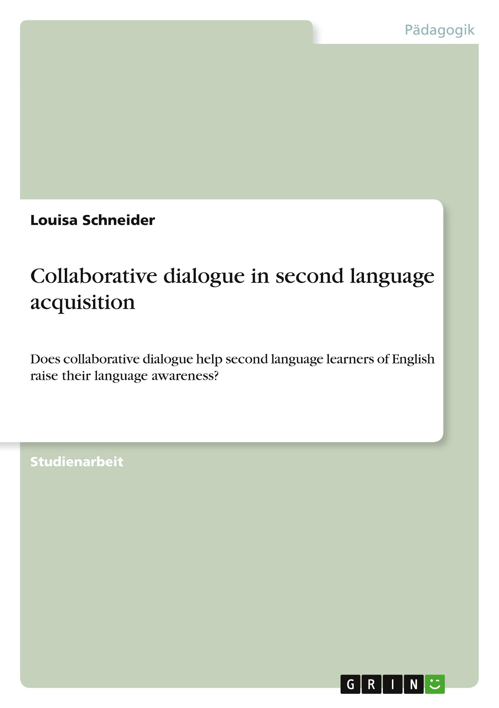 Vorderes Coverbild Collaborative dialogue in second language acquisition