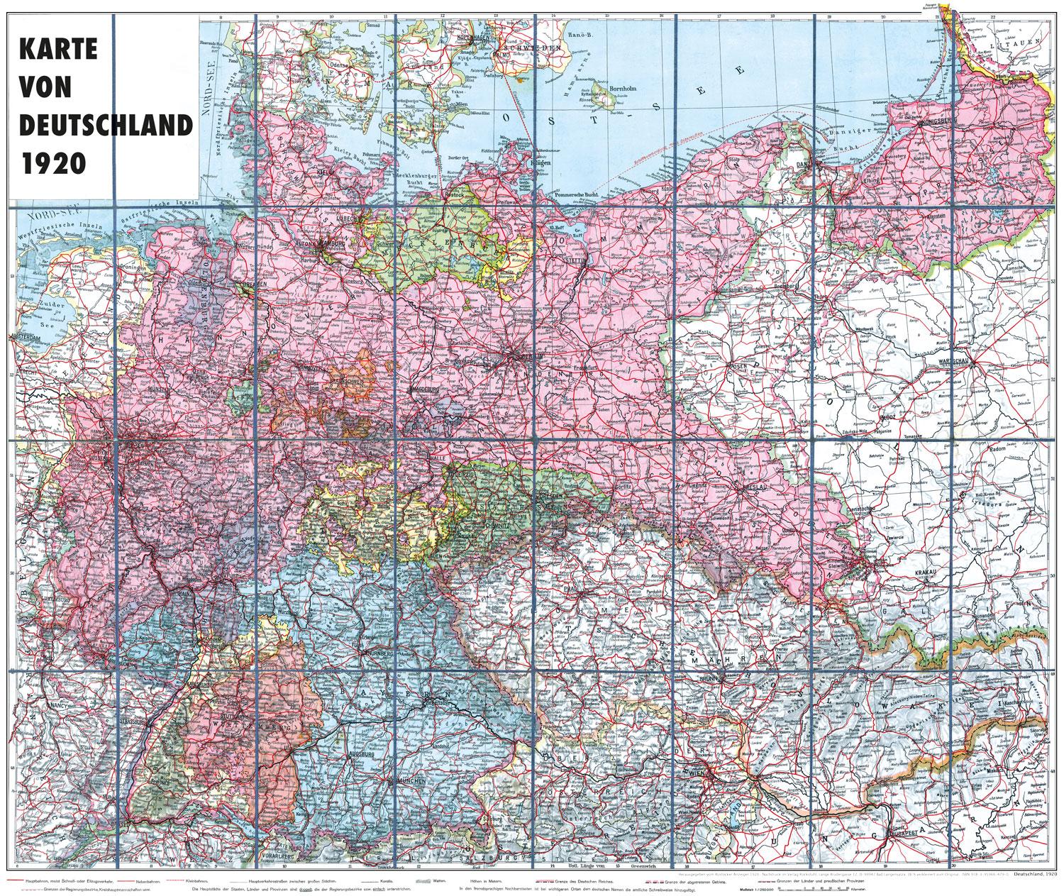 Vorderes Coverbild Karte von DEUTSCHLAND - 1920 - gerollt