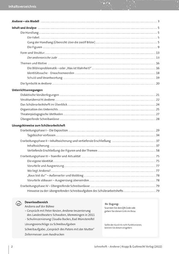 Beispielinhalt (Bild) Andorra - Max Frisch - Lehrerheft