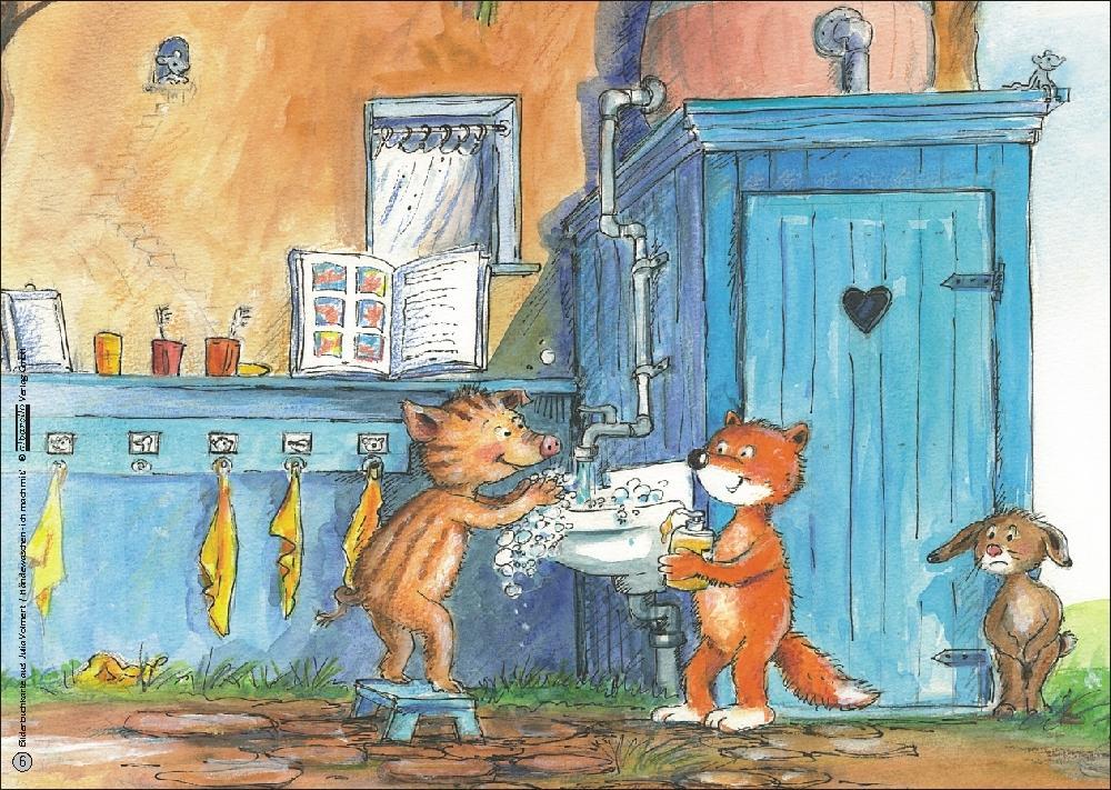 Beispielinhalt (Bild) HÄNDEWASCHEN - ICH MACH MIT! 11 Kamishibai-Bilderbuchkarten