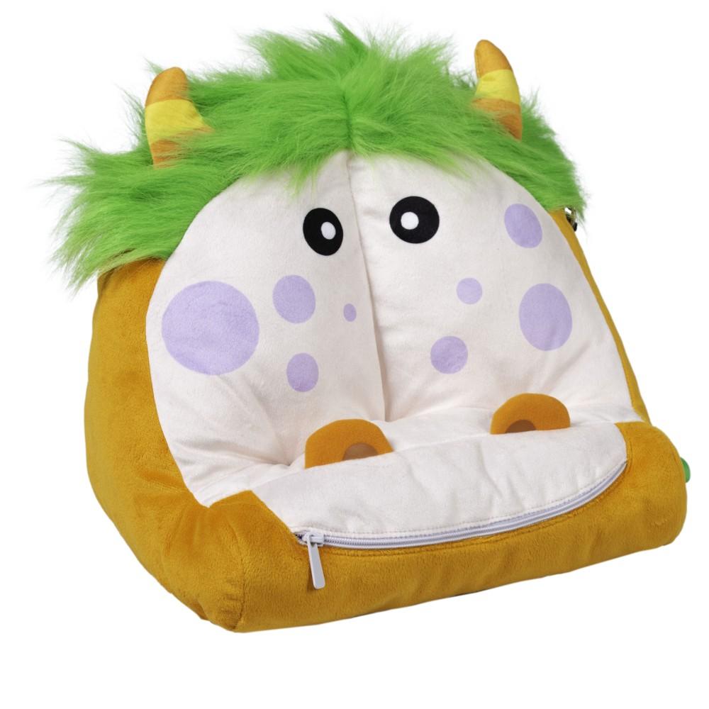 Vorderes Coverbild Bookmonster Deluxe Luca (orange/grün/weiß) | Lesekissen für Bücher und Tablets | Buchständer | Tablethalter | Lesehillfe | Deutsche Ausgabe