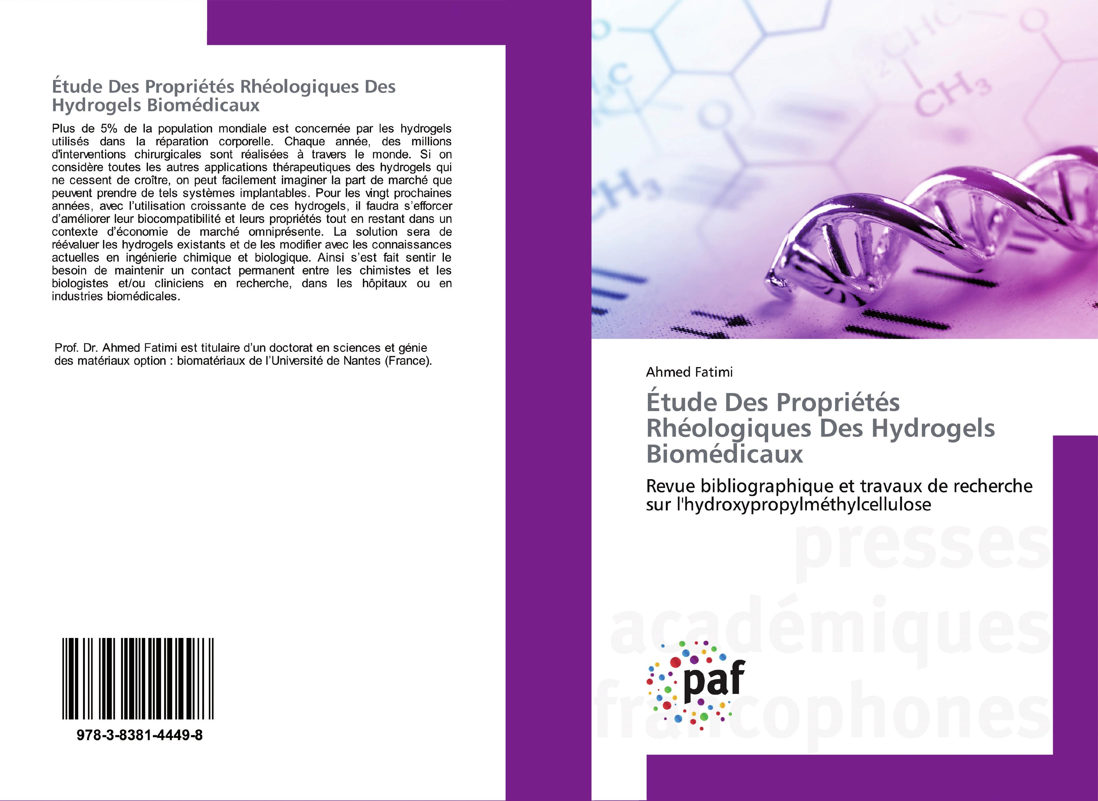 Vorderes Coverbild Étude Des Propriétés Rhéologiques Des Hydrogels Biomédicaux