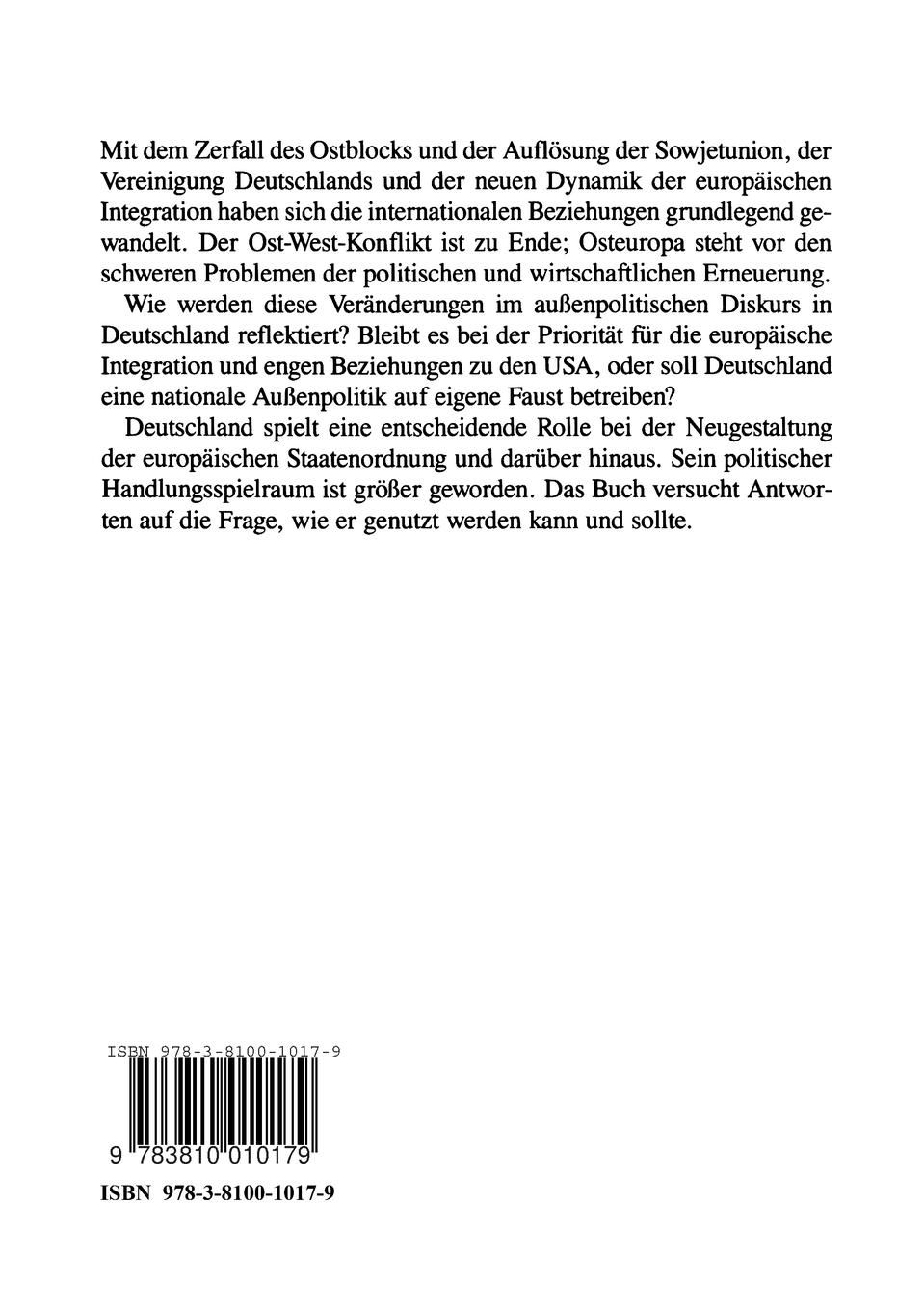 Rückseitencover Neue deutsche Außenpolitik