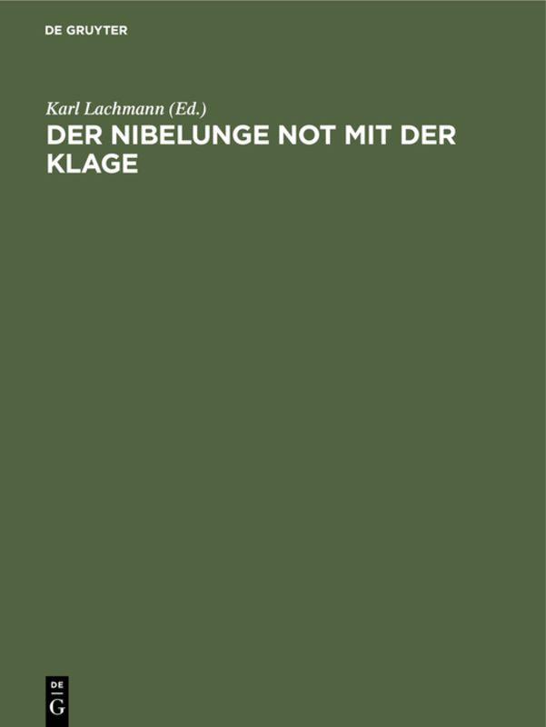 Vorderes Coverbild Der Nibelunge Not mit der Klage