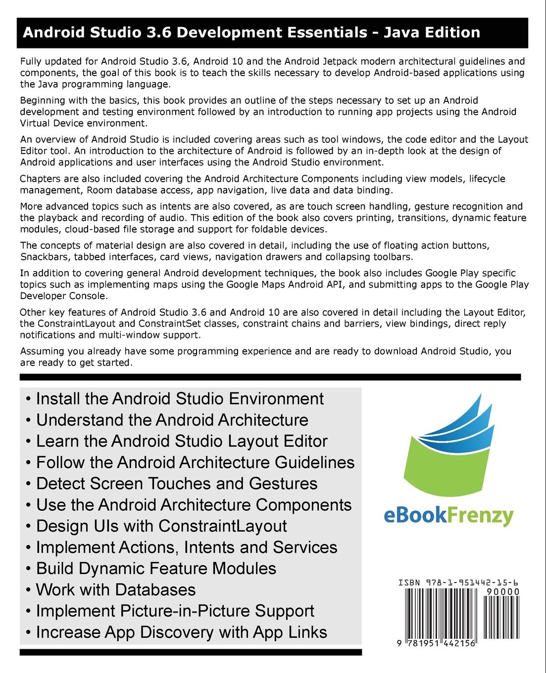 Rückseitencover Android Studio 3.6 Development Essentials - Java Edition