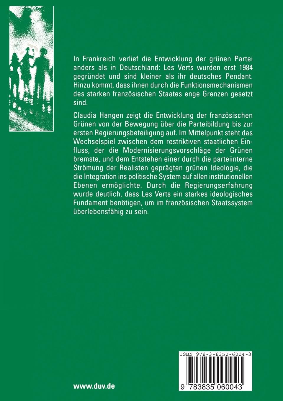 Rückseitencover Die Partei der Grünen in Frankreich