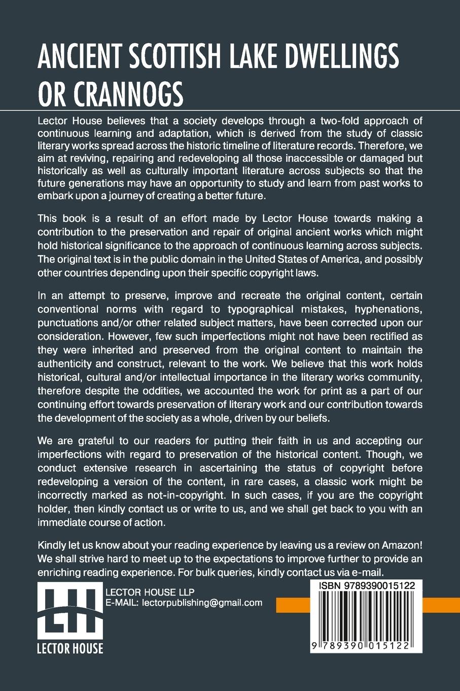Rückseitencover Ancient Scottish Lake Dwellings Or Crannogs