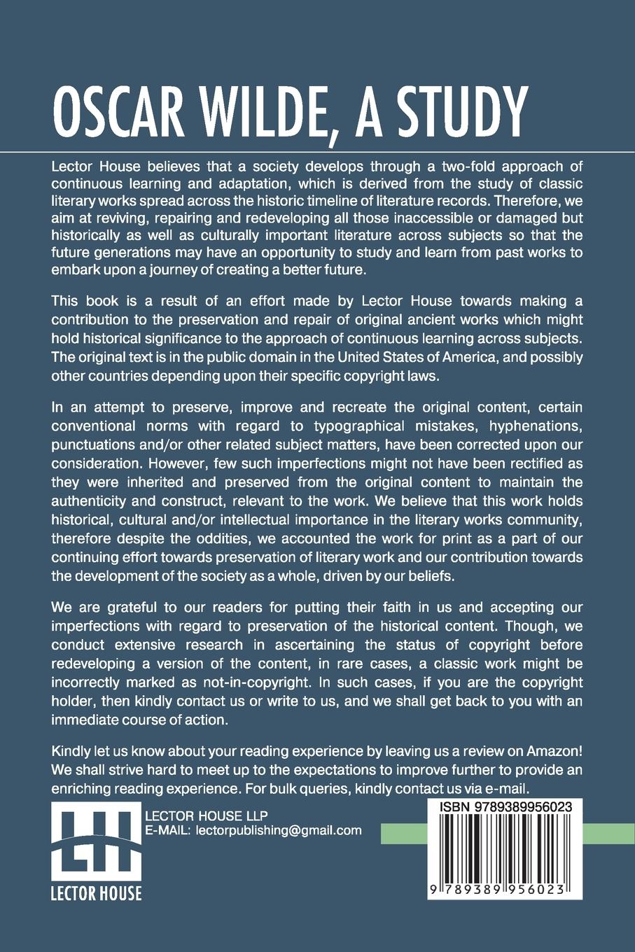 Rückseitencover Oscar Wilde, A Study