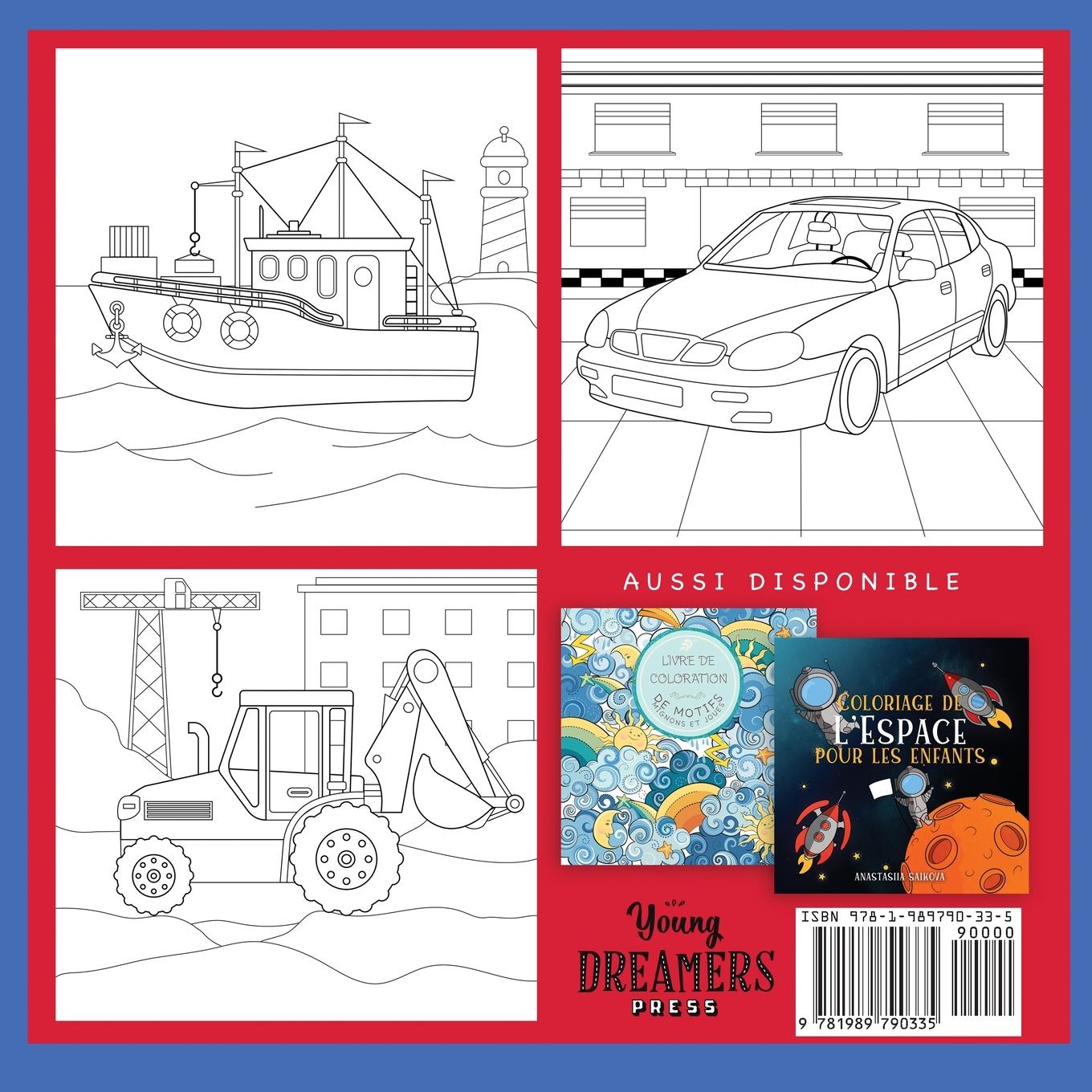 Rückseitencover Livre de coloriage de voitures, camions et véhicules de chantier