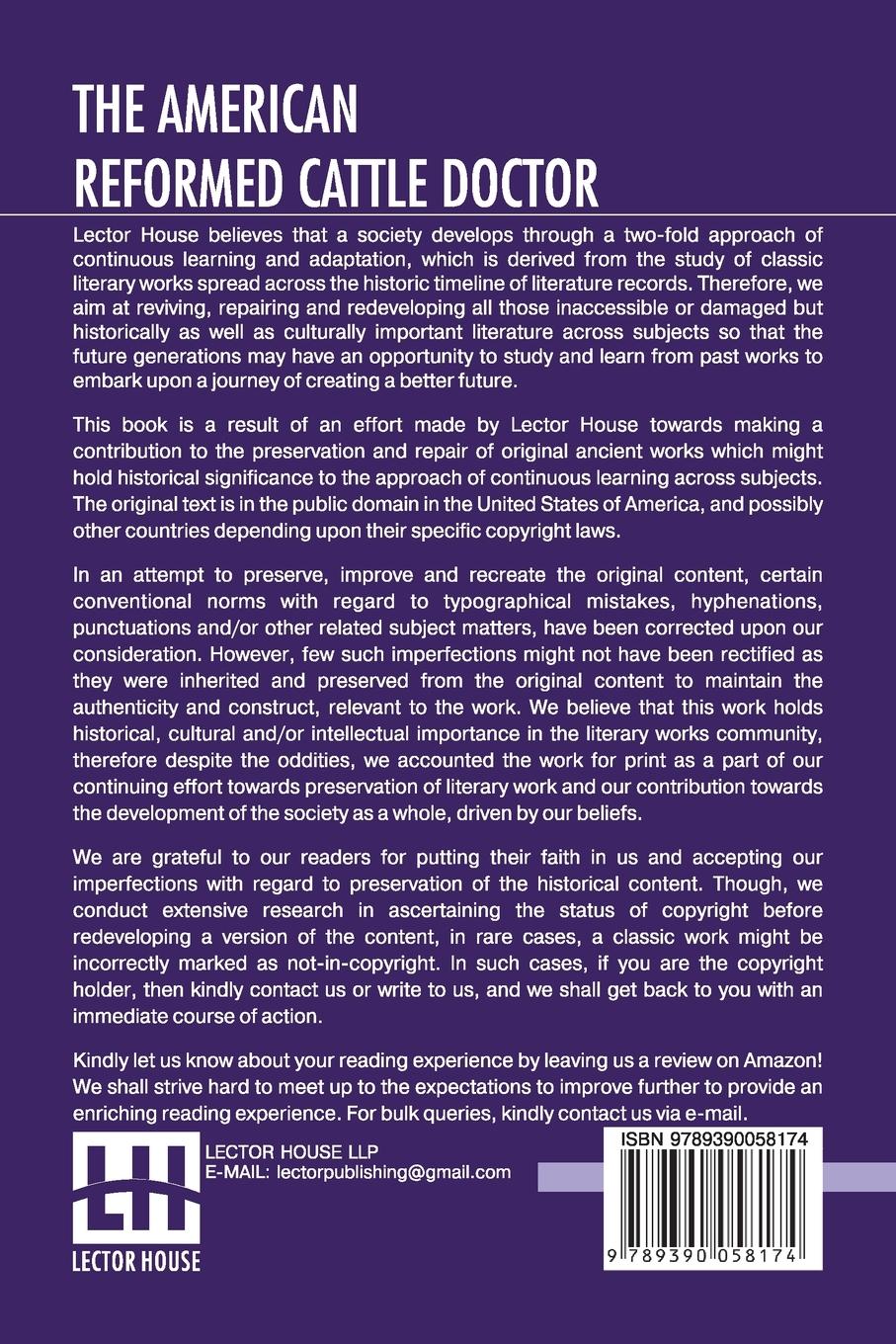 Rückseitencover The American Reformed Cattle Doctor