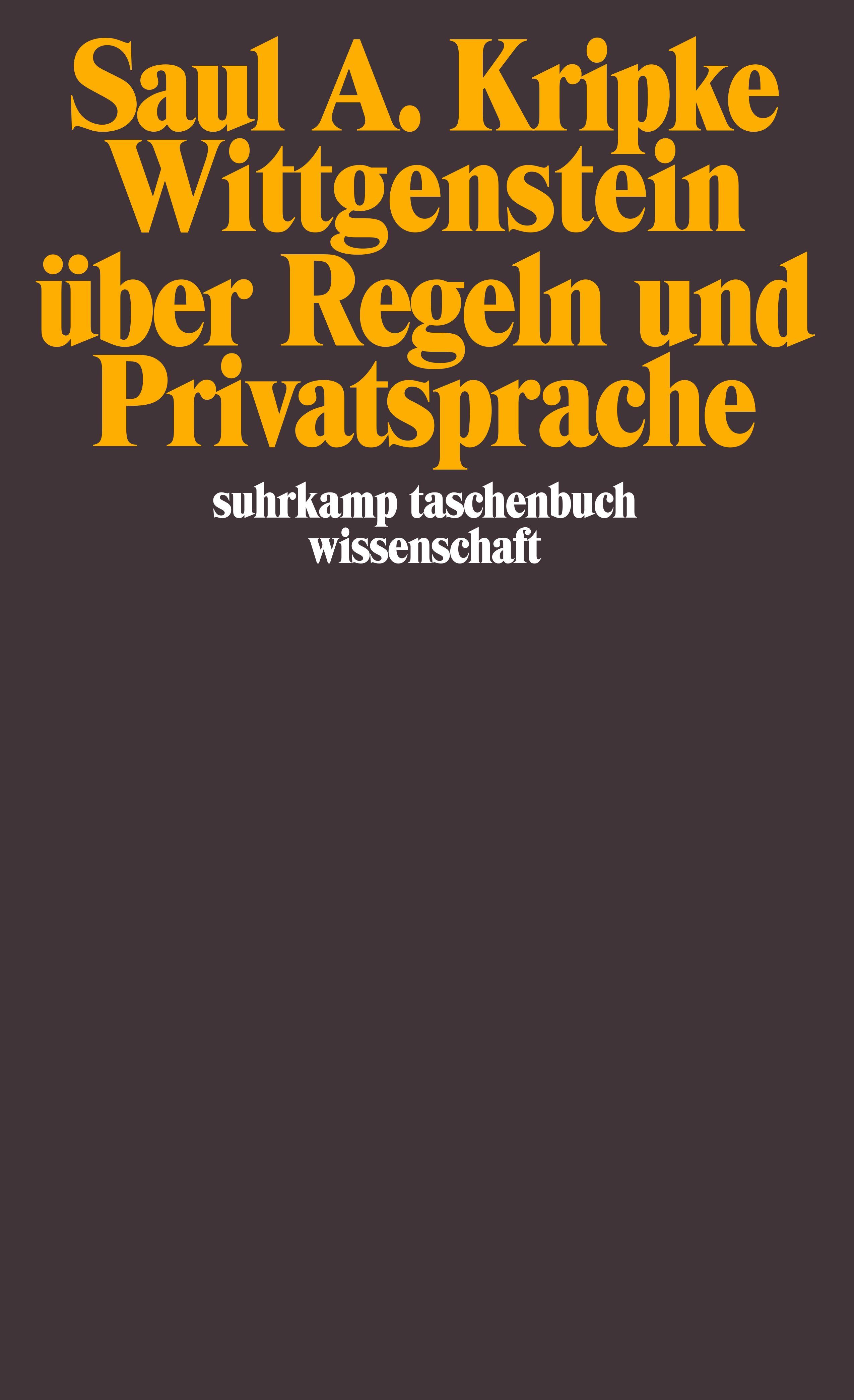Vorderes Coverbild Wittgenstein über Regeln und Privatsprache