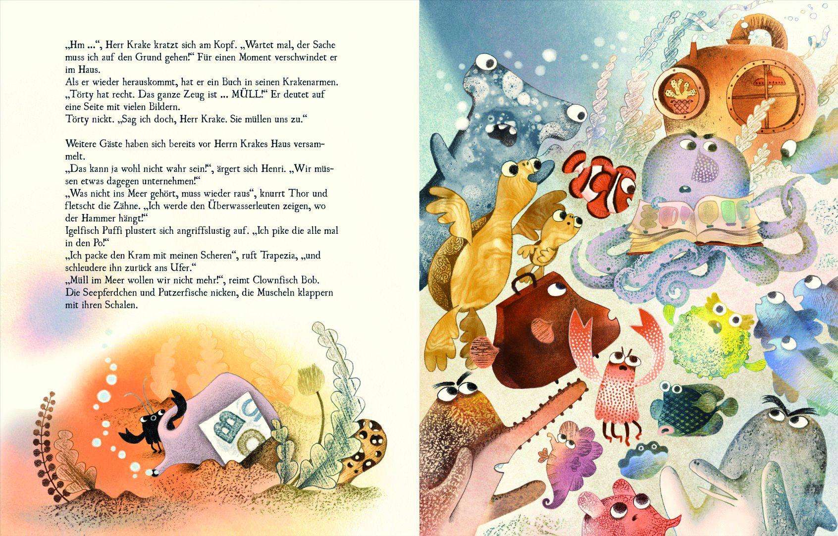 Beispielinhalt (Bild) Herr Krake räumt das Meer auf