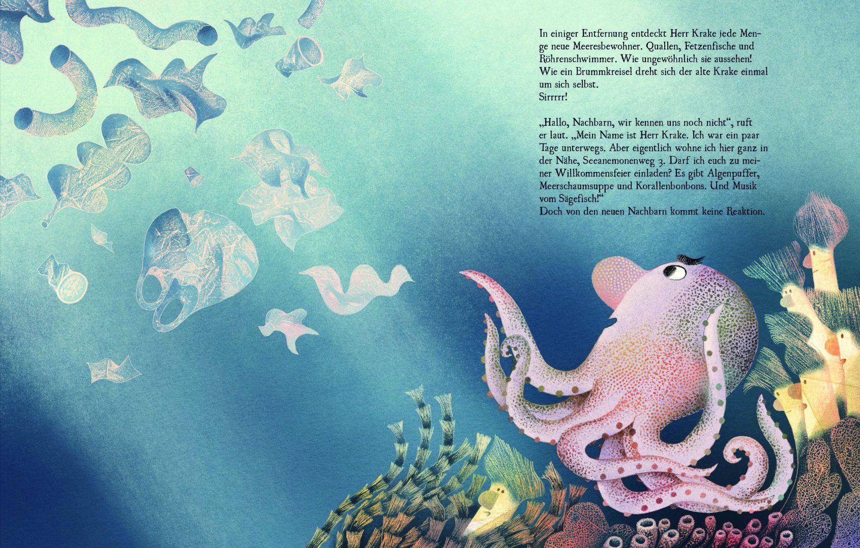 Beispielinhalt (Bild) Herr Krake räumt das Meer auf
