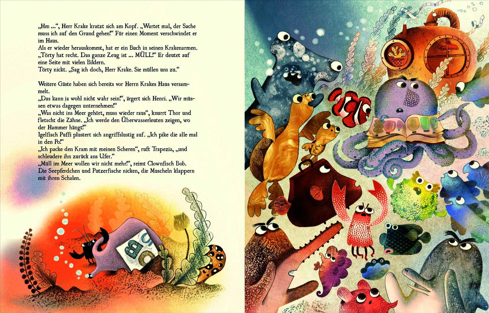 Beispielinhalt (Bild) Herr Krake räumt das Meer auf