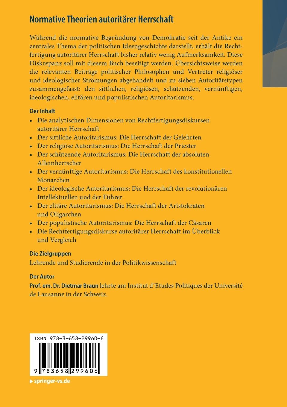 Rückseitencover Normative Theorien autoritärer Herrschaft