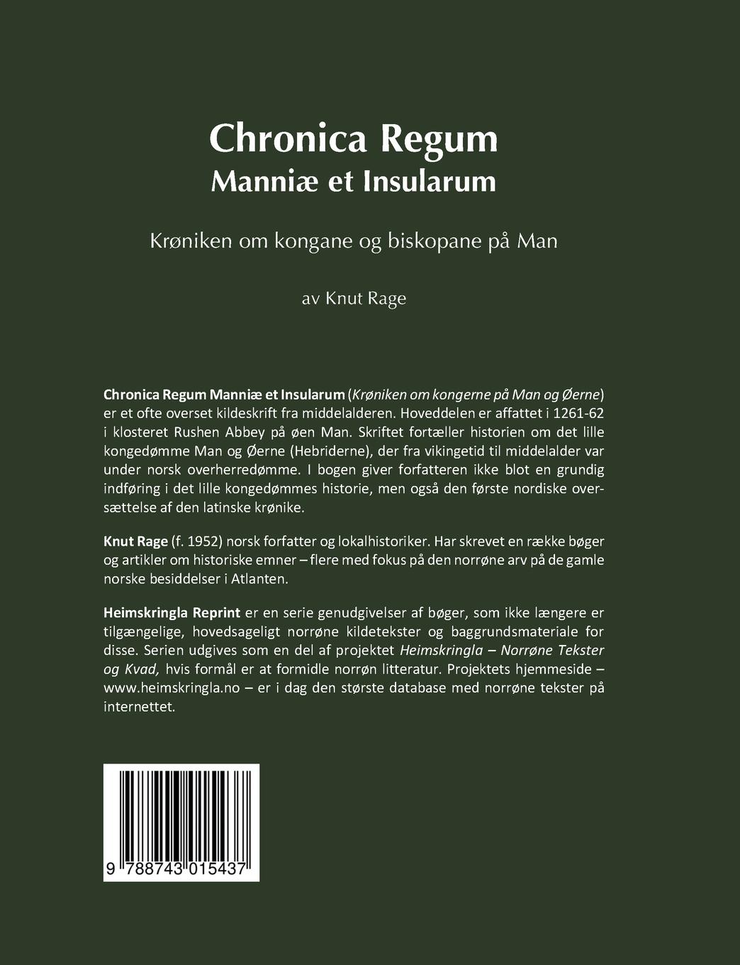 Rückseitencover Chronica Regum Manniæ et Insularum