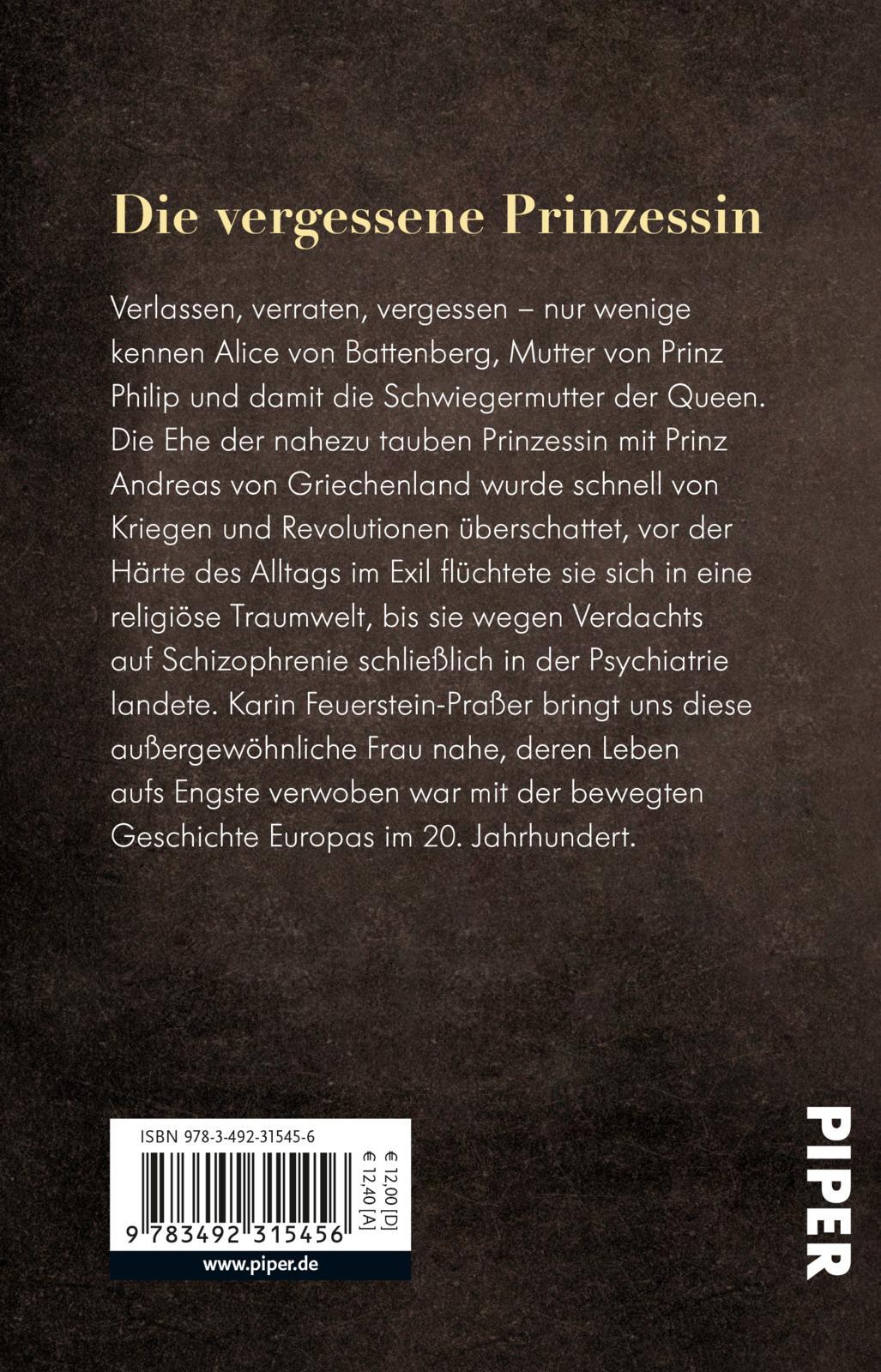 Rückseitencover Alice von Battenberg - Die Schwiegermutter der Queen