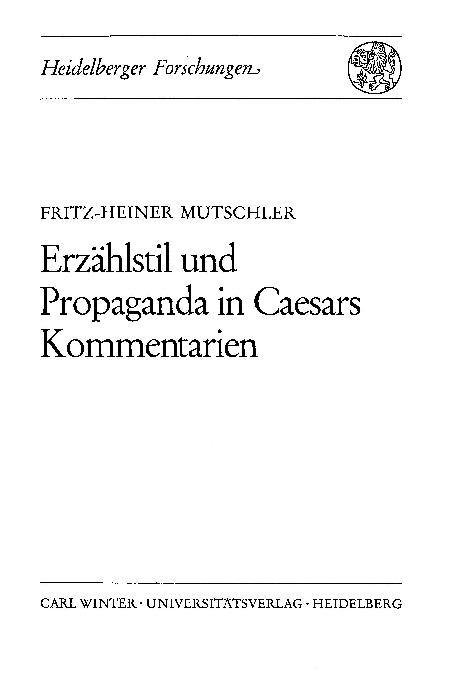 Vorderes Coverbild Erzählstil und Propaganda in Caesars Kommentarien