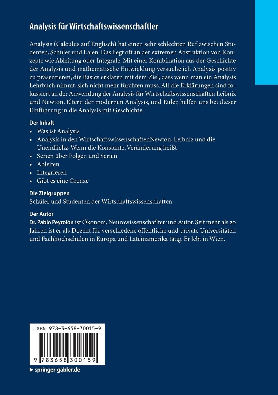 Rückseitencover Analysis für Wirtschaftswissenschaftler