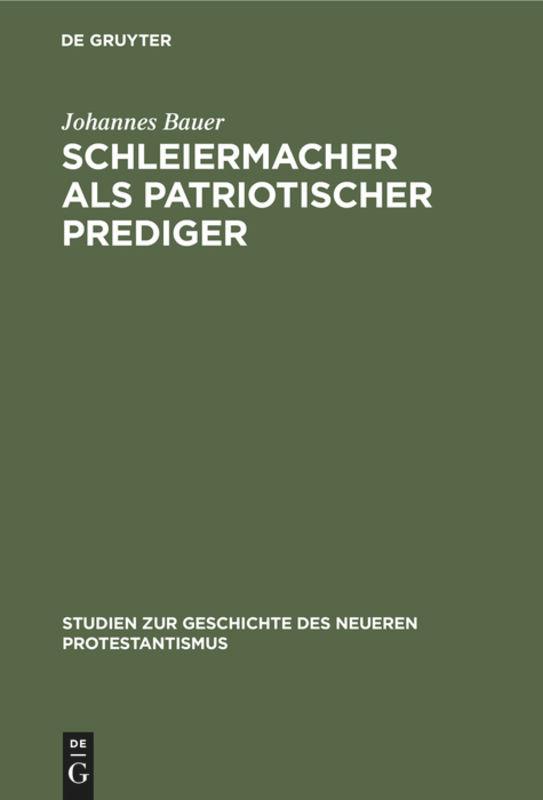 Vorderes Coverbild Schleiermacher als patriotischer Prediger