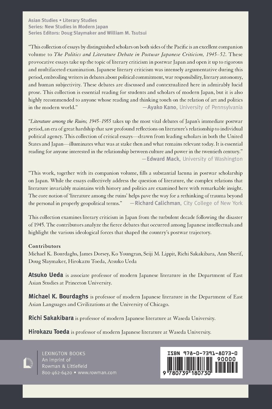 Rückseitencover Literature among the Ruins, 1945-1955