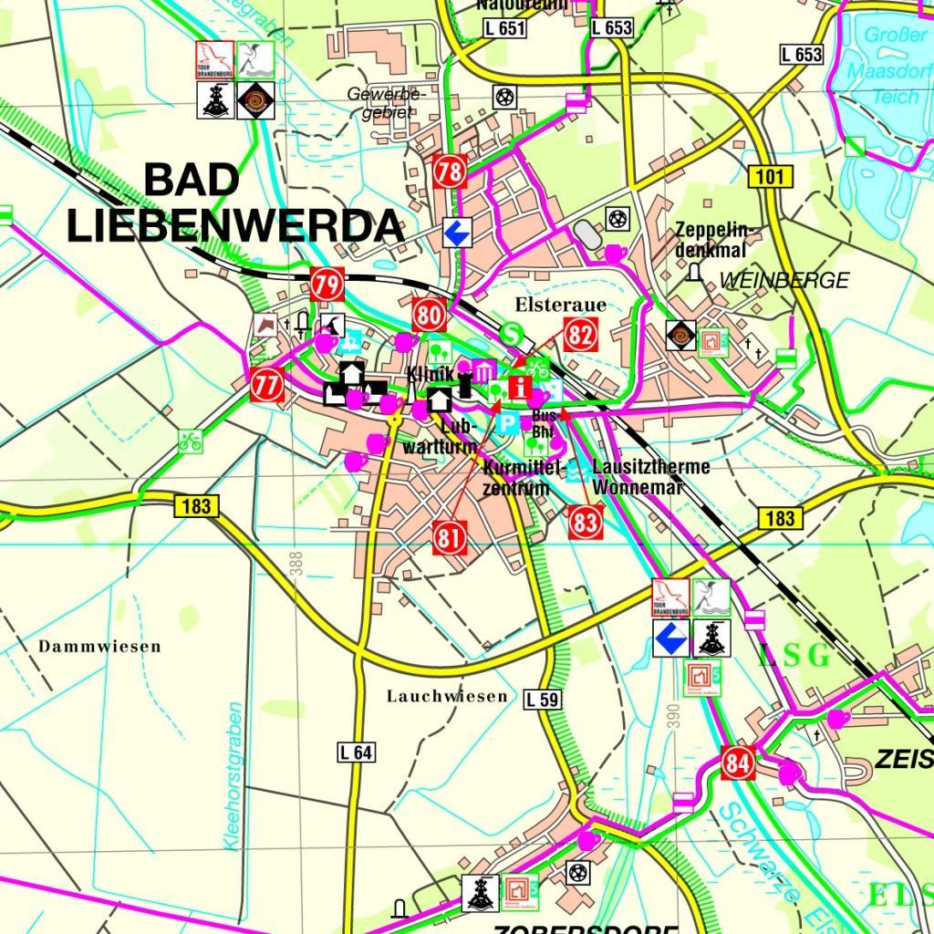 Beispielinhalt (Bild) Naturpark Niederlausitzer Heidelandschaft - Kurstadt Bad Liebenwerda - Mühlberg - Schradenland 1:50 000