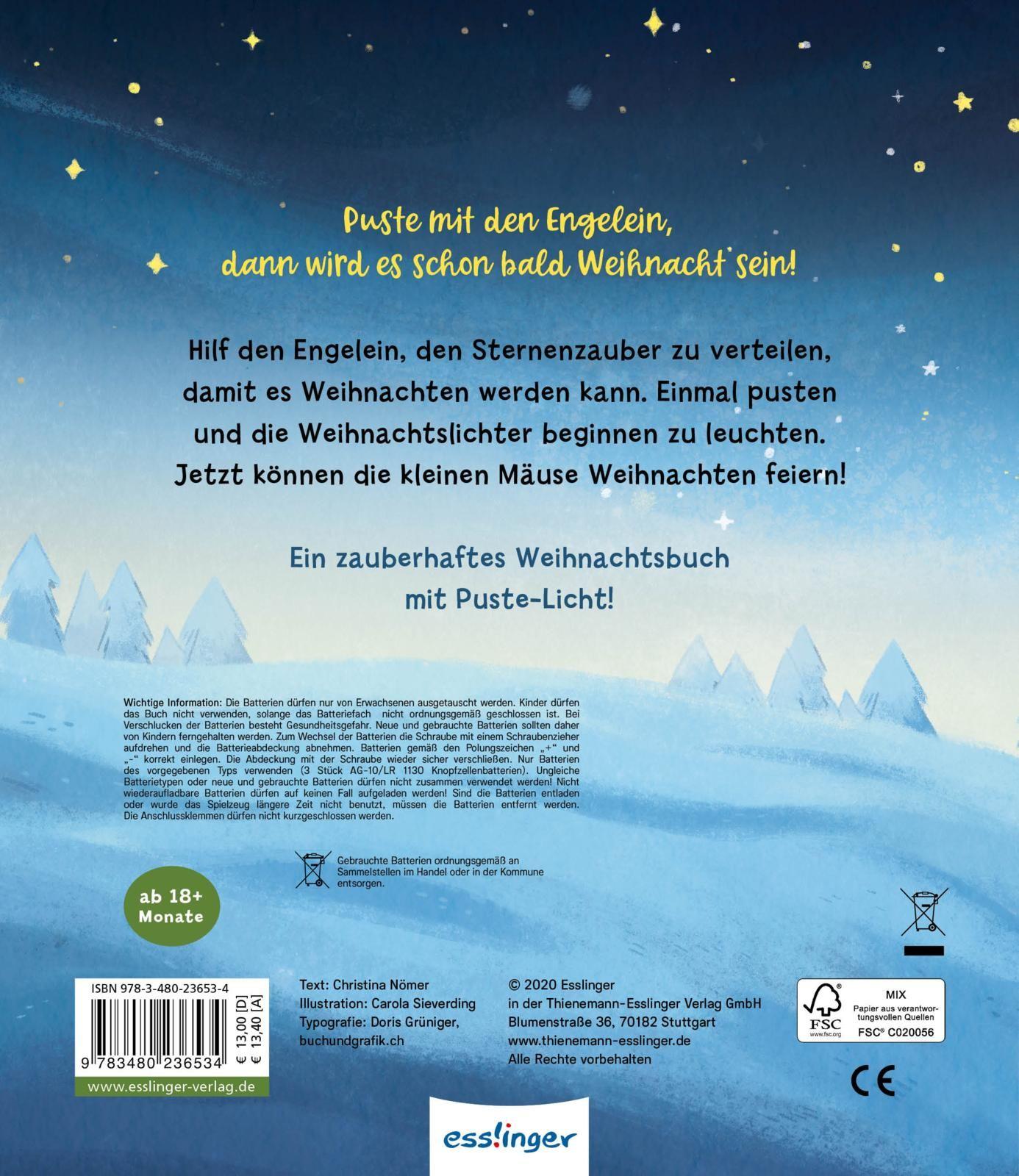 Rückseitencover Mein Puste-Licht-Buch: Es wird Weihnachten, kleine Maus