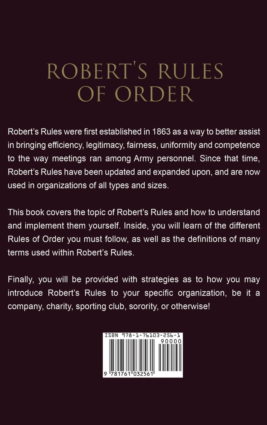 Rückseitencover Robert's Rules of Order