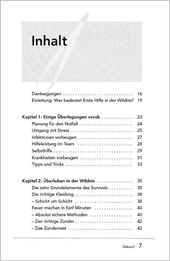 Beispielinhalt (Bild) Bushcraft Erste Hilfe. Notfallversorgung in der Wildnis - schnell und einfach