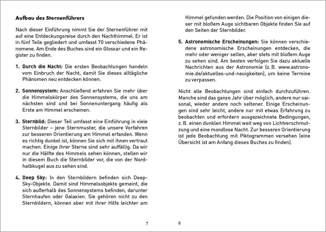 Beispielinhalt (Bild) Anaconda Taschenführer Sterne und Planeten. Den Nachthimmel mit bloßem Auge beobachten