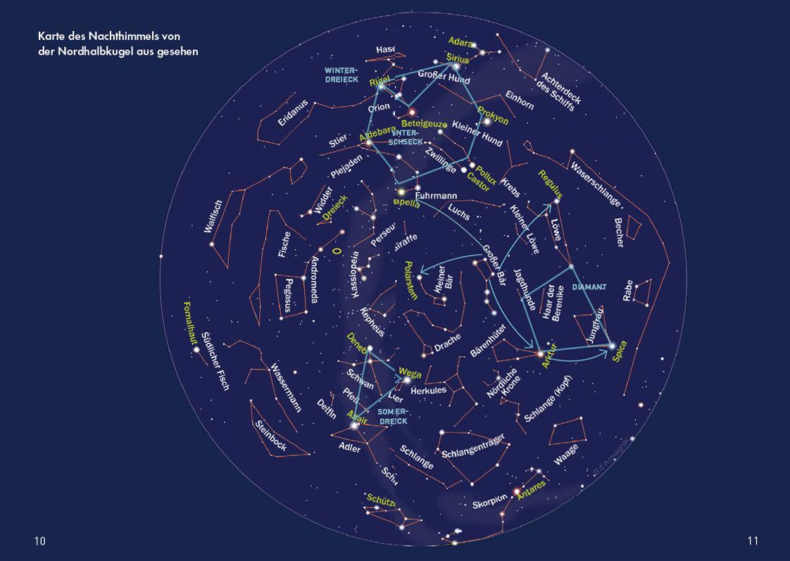 Beispielinhalt (Bild) Anaconda Taschenführer Sterne und Planeten. Den Nachthimmel mit bloßem Auge beobachten