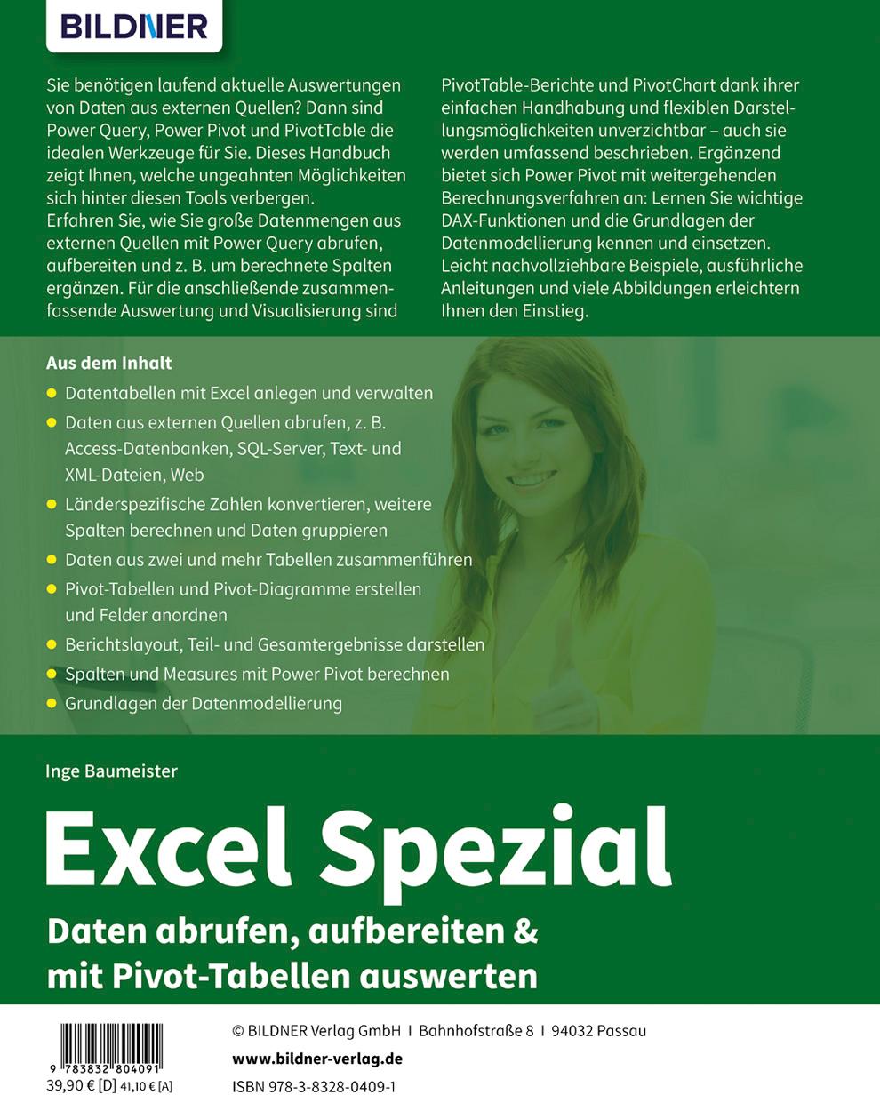 Rückseitencover Excel Spezial - Daten abrufen, aufbereiten & mit Pivot-Tabellen auswerten