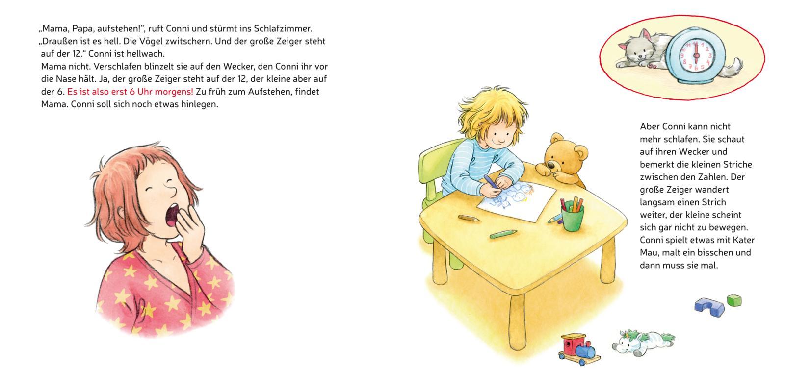 Beispielinhalt (Bild) LESEMAUS 190: Conni lernt die Uhrzeit