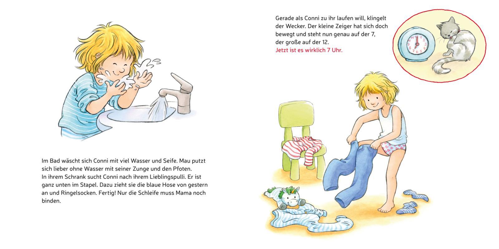 Beispielinhalt (Bild) LESEMAUS 190: Conni lernt die Uhrzeit