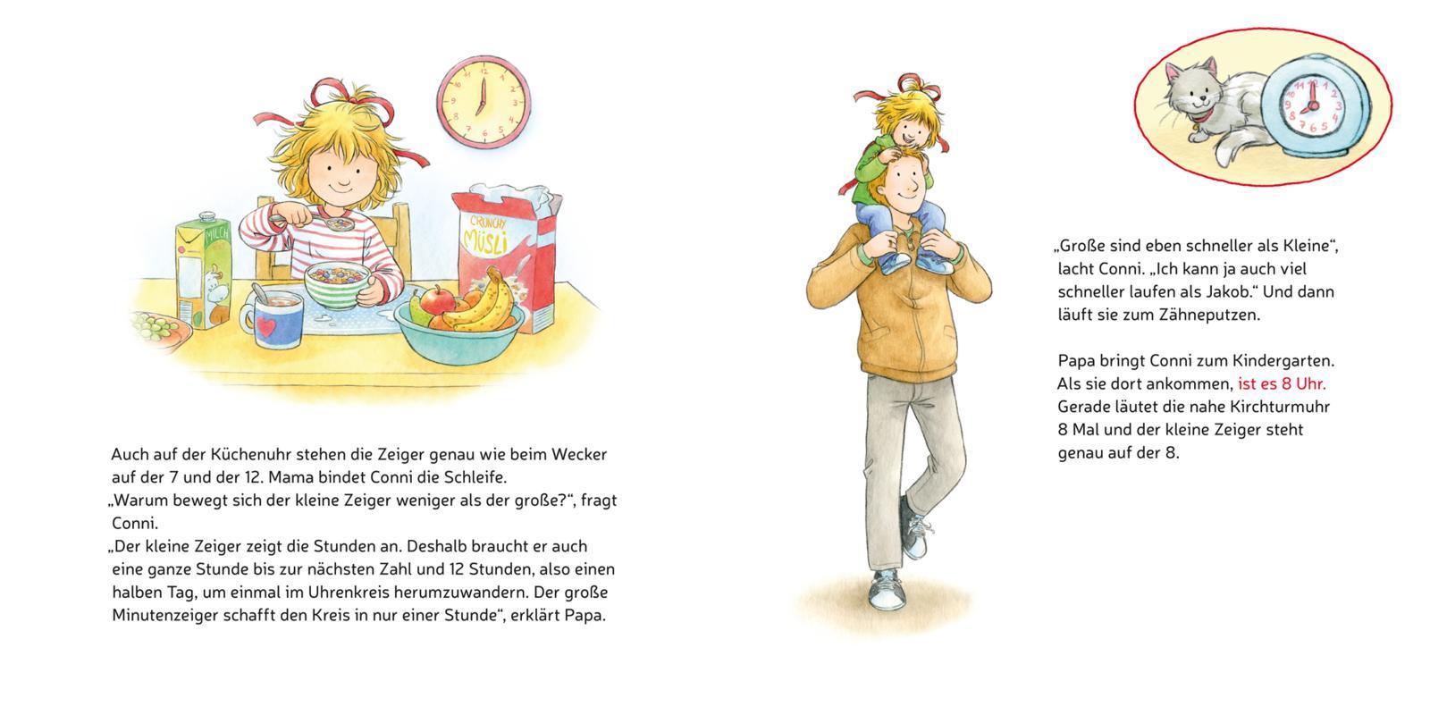 Beispielinhalt (Bild) LESEMAUS 190: Conni lernt die Uhrzeit