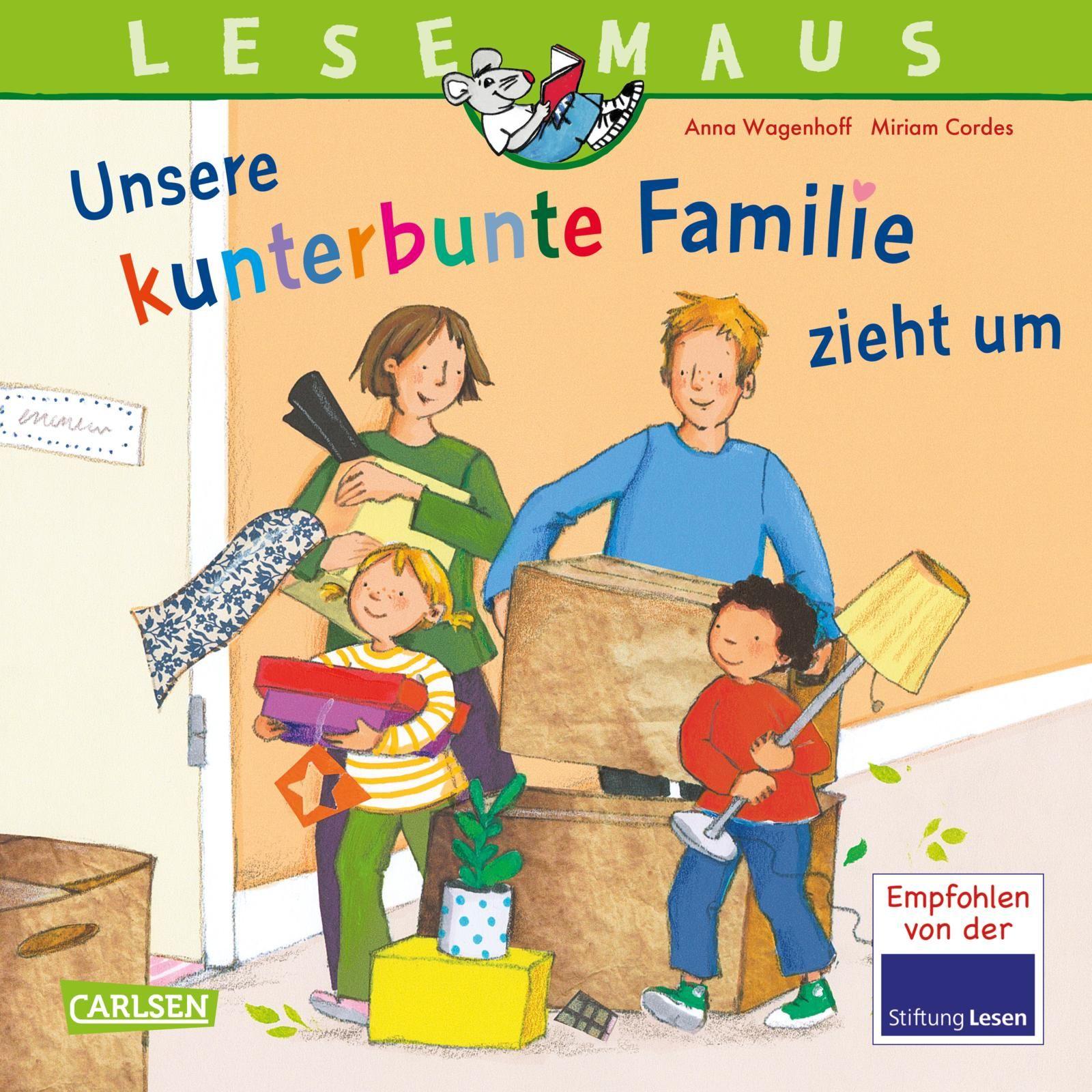 Vorderes Coverbild LESEMAUS 171: Unsere kunterbunte Familie zieht um