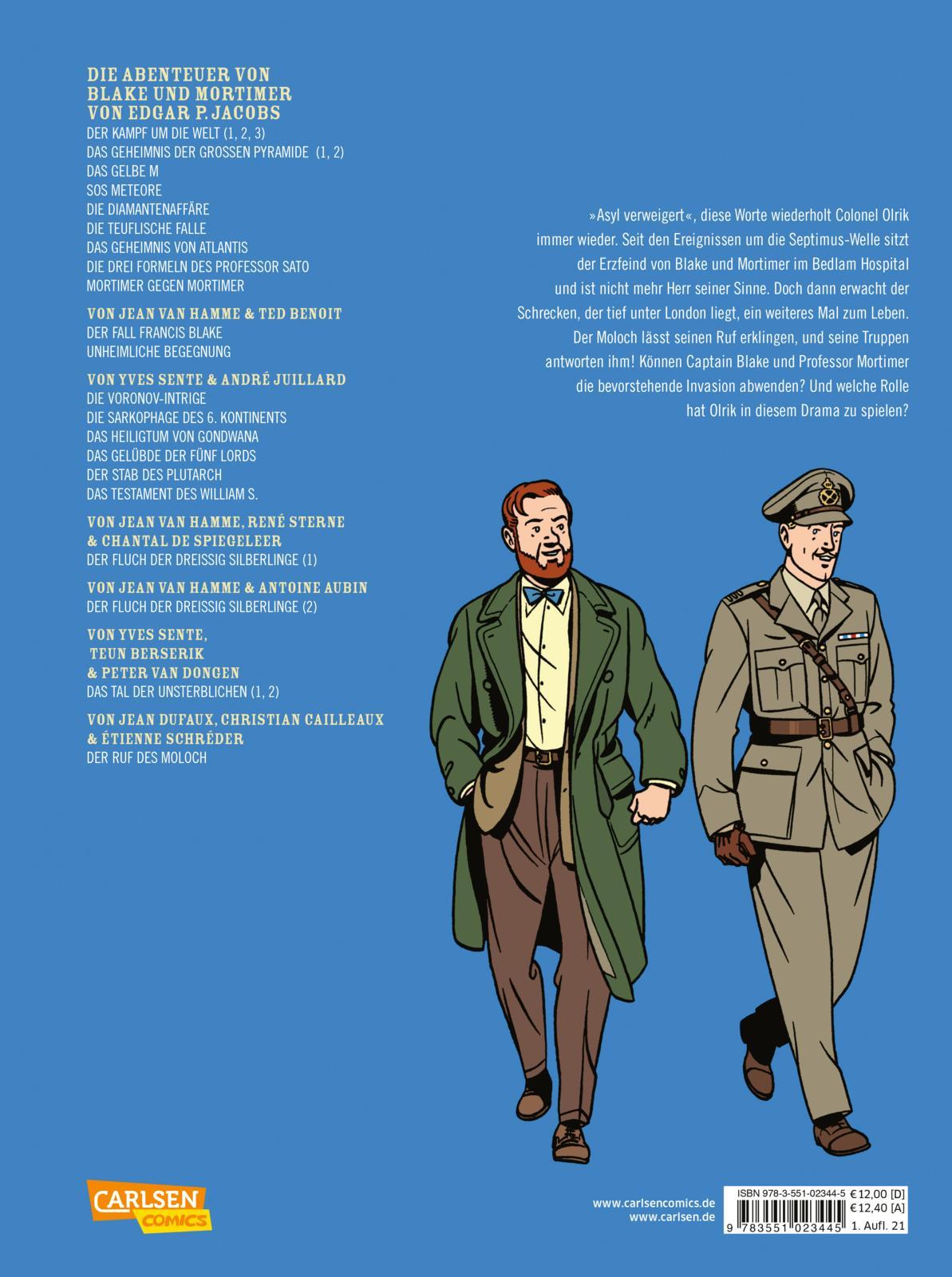 Rückseitencover Blake und Mortimer 24: Der Ruf des Moloch