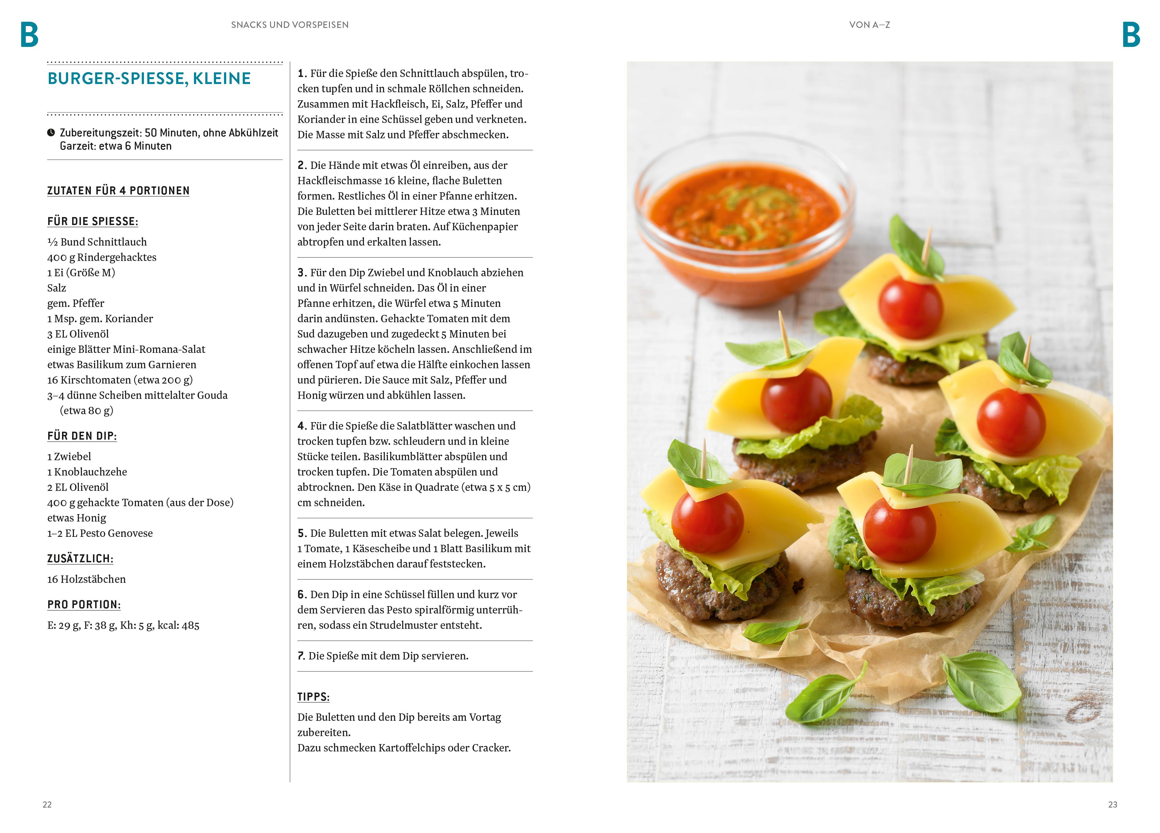 Beispielinhalt (Bild) Snacks und Vorspeisen von A-Z