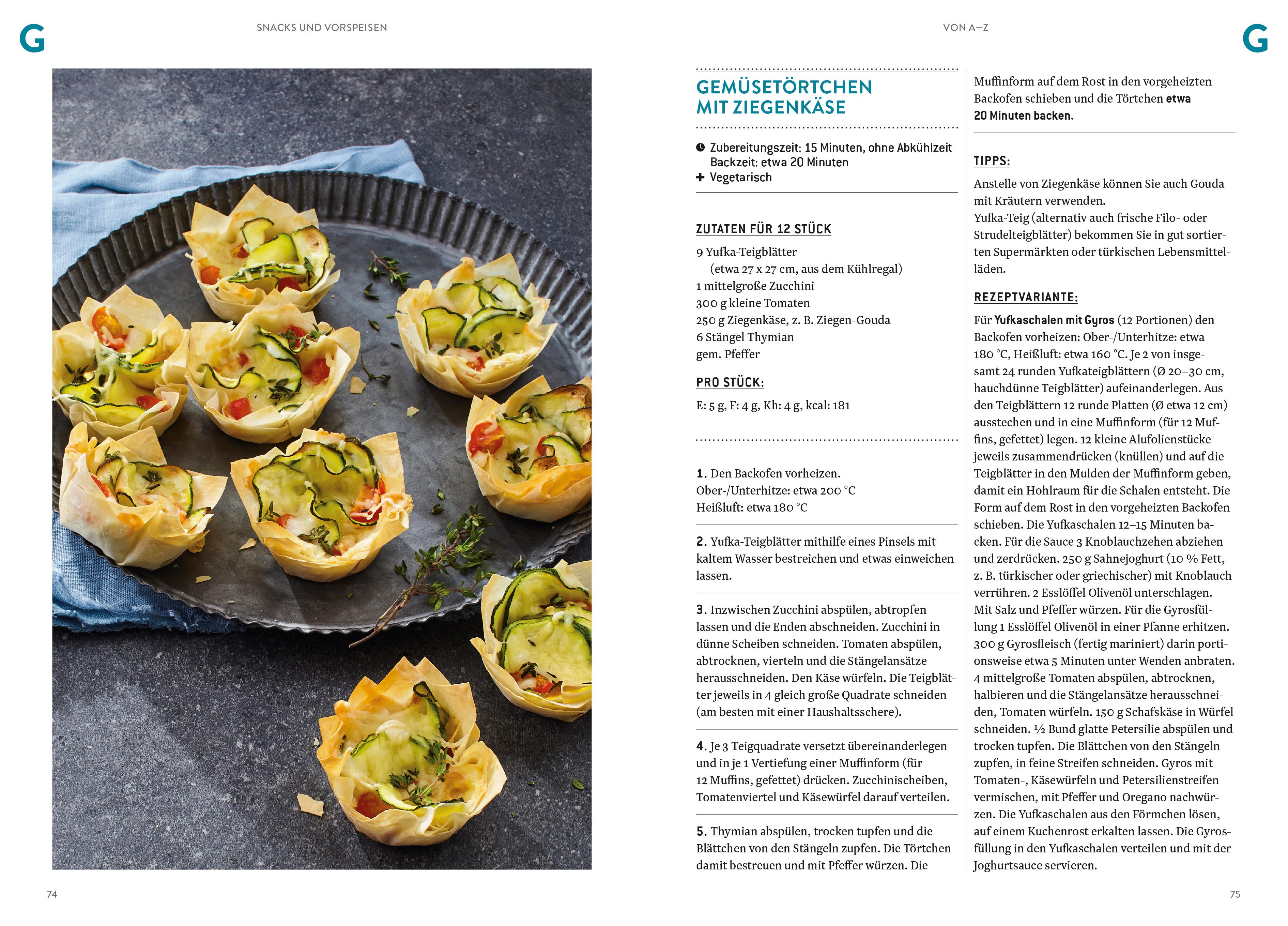 Beispielinhalt (Bild) Snacks und Vorspeisen von A-Z