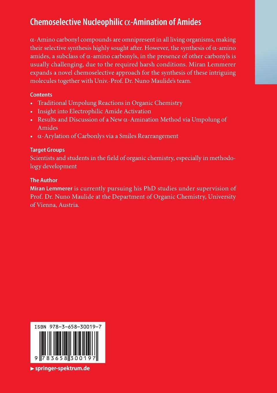 Rückseitencover Chemoselective Nucleophilic ¿-Amination of Amides