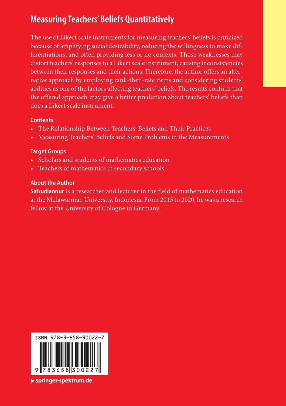 Rückseitencover Measuring Teachers' Beliefs Quantitatively