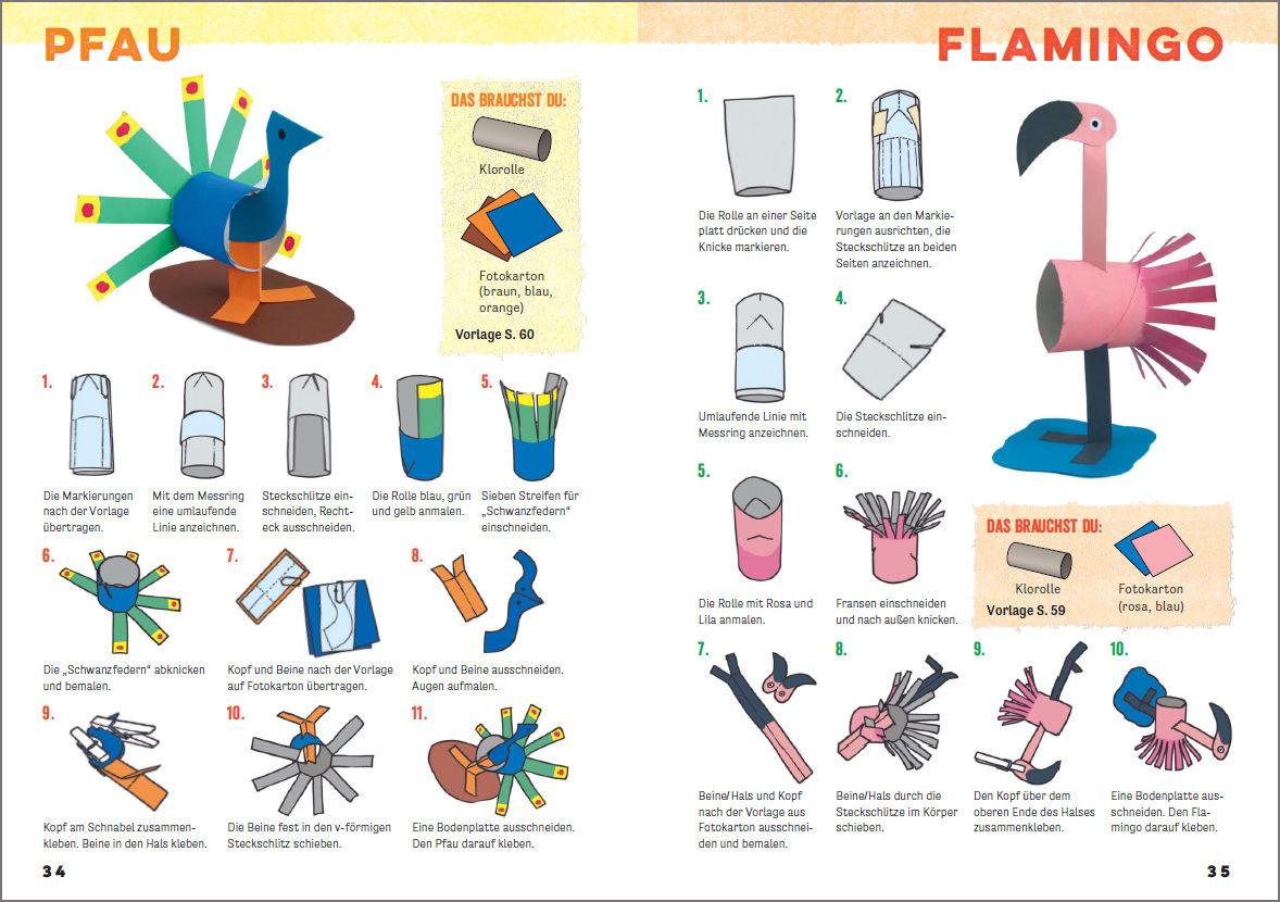 Beispielinhalt (Bild) Wir basteln einen Klorollen-Zoo. Das Bastelbuch mit 40 lustigen Tieren aus Klorollen: Gorilla, Krokodil, Python, Papagei und vieles mehr. Ideal für Kindergarten- und Kita-Kinder