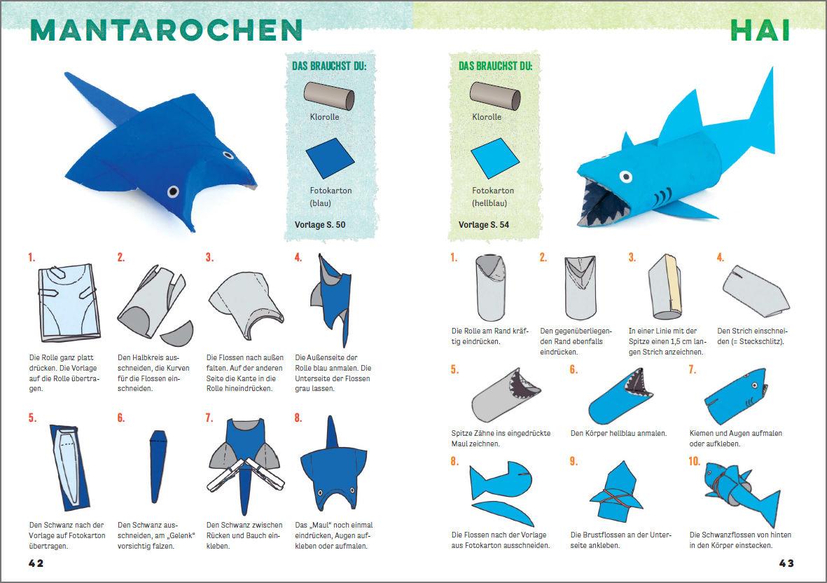 Beispielinhalt (Bild) Wir basteln einen Klorollen-Zoo. Das Bastelbuch mit 40 lustigen Tieren aus Klorollen: Gorilla, Krokodil, Python, Papagei und vieles mehr. Ideal für Kindergarten- und Kita-Kinder