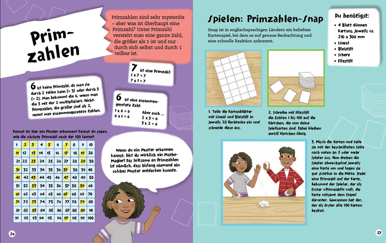 Beispielinhalt (Bild) Sei ein Mathe-Magier! Mit Rätseln, Experimenten, Spielen und Basteleien in die Welt der Mathematik eintauchen. Für Kinder ab 8 Jahren