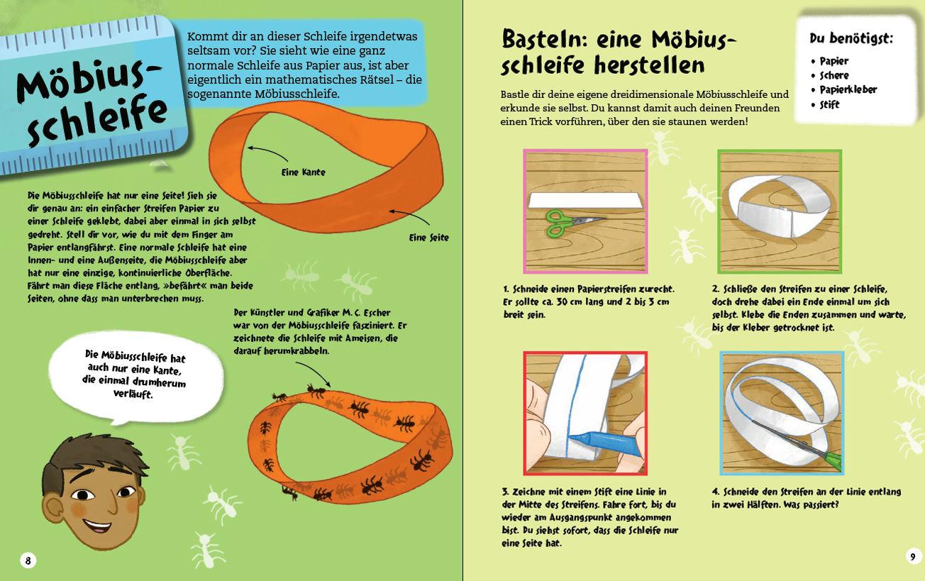 Beispielinhalt (Bild) Sei ein Mathe-Magier! Mit Rätseln, Experimenten, Spielen und Basteleien in die Welt der Mathematik eintauchen. Für Kinder ab 8 Jahren