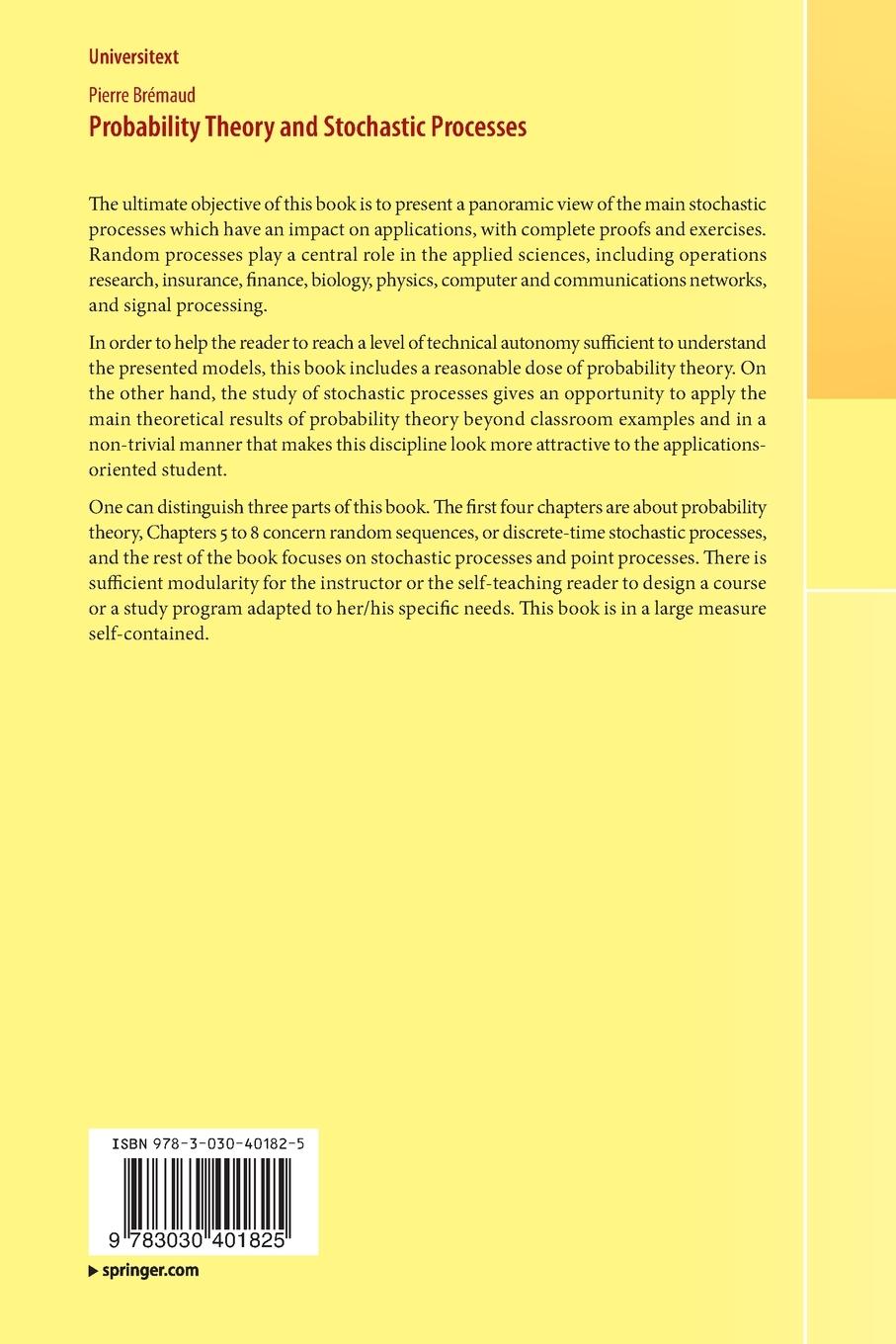 Rückseitencover Probability Theory and Stochastic Processes