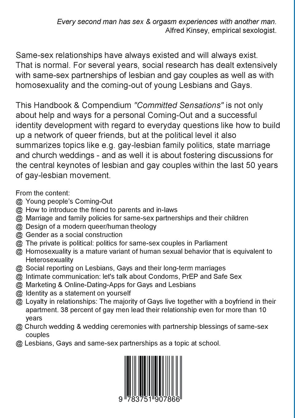 Rückseitencover Committed Sensations - An Initiation to Homosexuality