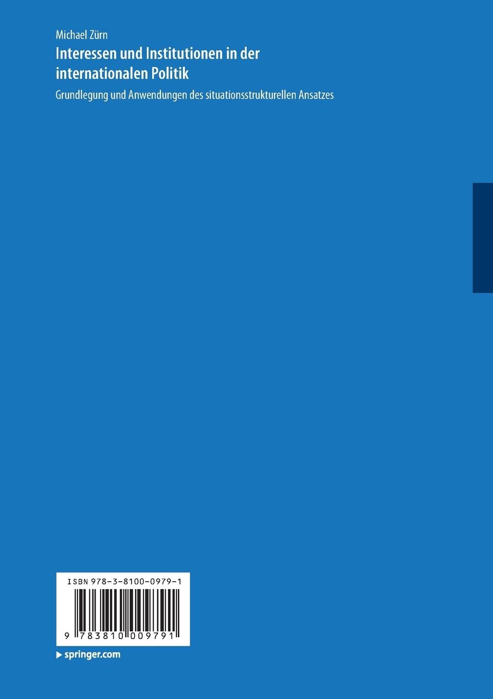 Rückseitencover Interessen und Institutionen in der internationalen Politik