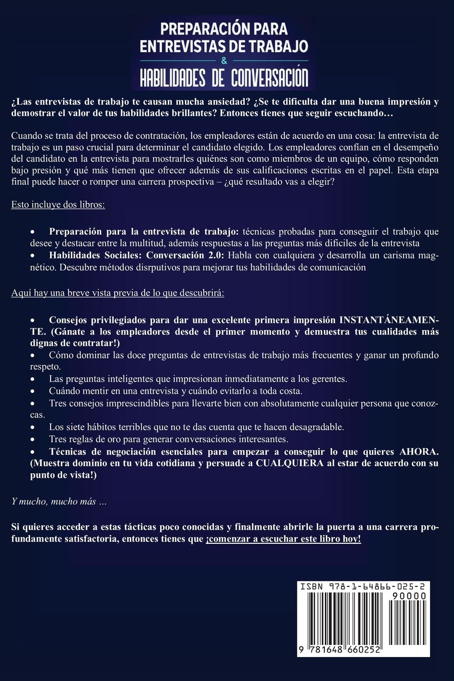 Rückseitencover Preparación para entrevistas de trabajo y habilidades de conversación 2 libros en 1